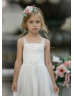 Straight Neck Ivory Lace Tulle Boho Flower Girl Dress